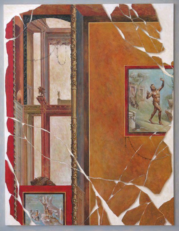 Pompejaans Oker, acryl op paneel, 82x105cm