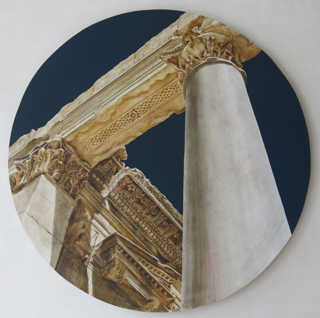 Baalbek XIV, Exedra, acryl op paneel, Ø 98cm