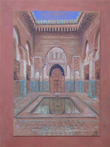 Marokko, Fes, krijt op karton 30x43,5 cm, 2002