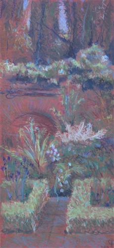 Tuin Plantage, krijt op karton 21,5x45 cm, 2004